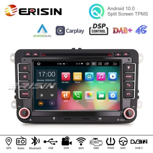 Erisin ES8148V 7" Android 10.0 Car DVD Carplay DSP DAB+ GPS 64G WiFi USB for VW Golf 5/6 Passat Polo T5 Tiguan Caddy Jetta Skoda
