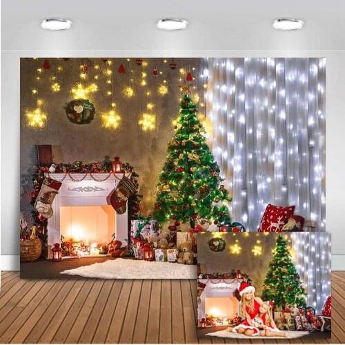 Christmas tree backdrop for photography fireplace background for photo booth studio Twinkle Star X-mas Tree Newborn Prop