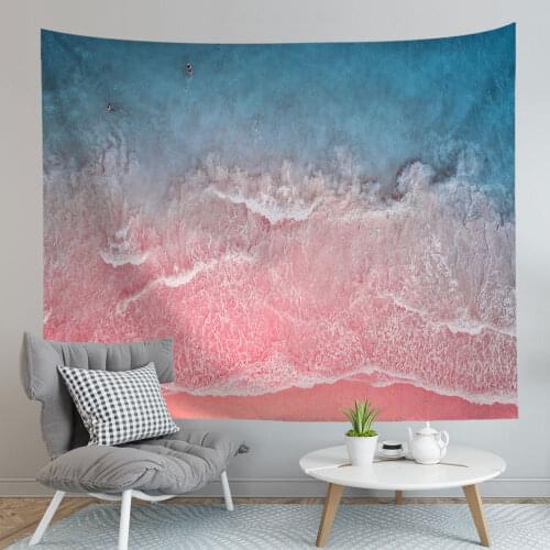 Sea Beach Tapestry Wall Hanging Pink Sea Wall Tapestry Blanket Tapestry Living Room Bedroom Farmhouse Decor Wall Celestial