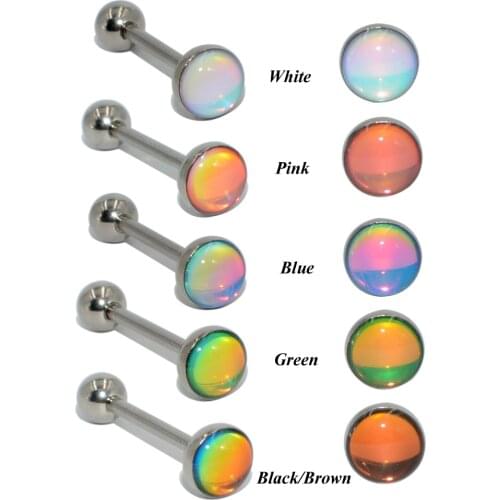 CHUANCI 1 PC Surgical Steel With Flash Film Bling Bling Gem Tongue Barbell Ring Body Piercing Jewelry 14G For Gift