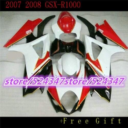 Custom Fairing kits for SUZUKI 2007 2008 GSXR1000 K7 motorcycle fairings kit GSX R1000 1000 07 08 red white black fairings