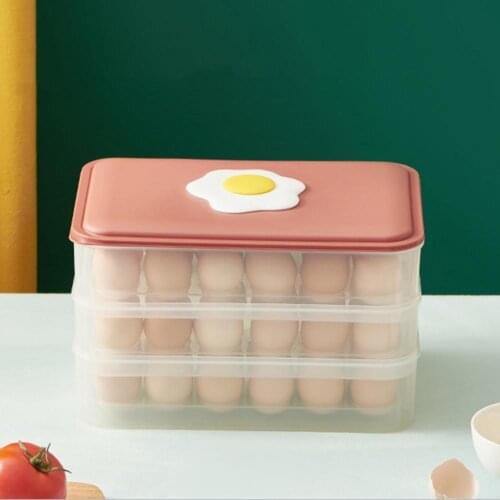 Egg Storage Box with Lid Hollow Bottom 24 Grids Fresh Eggs Container for Kitchen Egg Storage Box
