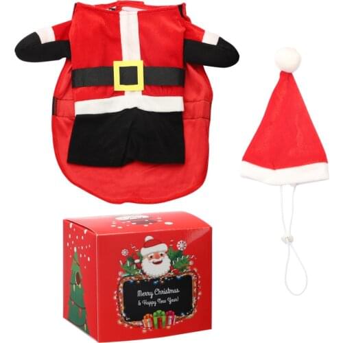 Pet Costume Cosplay Supplies Dress Removable Easy To Clean Red Holiday Warm Stand Up Funny Dog Clothes Christmas Wearing