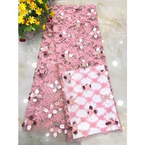 Lace Fabric Applique Sequin Embroidery Small Fresh French Tulle Mesh DIY Sewing Childrens Clothing Wedding Dress Skirt 5 Yards