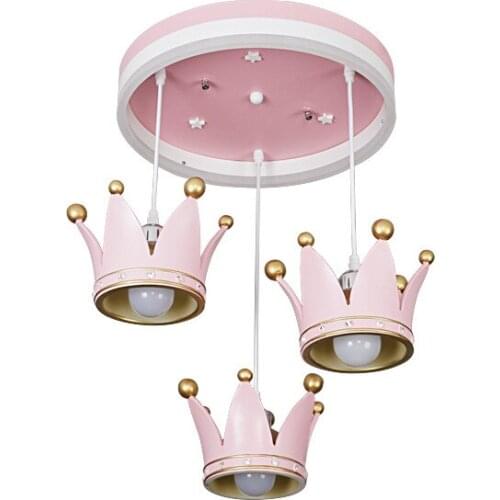 Childrens room chandelier boy girl princess bedroom lamp Nordic creative cartoon modern minimalist eye protection pink lighting