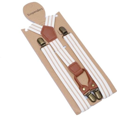 Fashion Men Striped Elastic Suspenders Belt Bronze Clip-on Women Suspenders 2.5CM Width Wedding Adjustable Braces