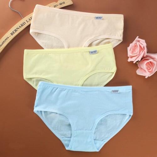 3pc/lot Underwear Female Cotton Solid Color Briefs Ms. Cotton Low Waist Breathable Summer Students YFP90