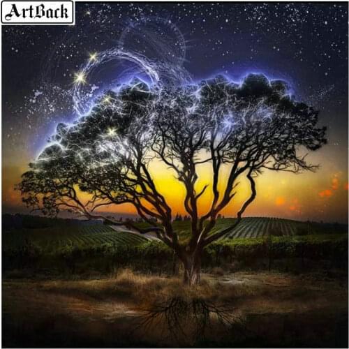 New arrival square full 5d diamond painting landscape tree autumn pattern round drill mosaic 3d diamond embroidery crafts kit