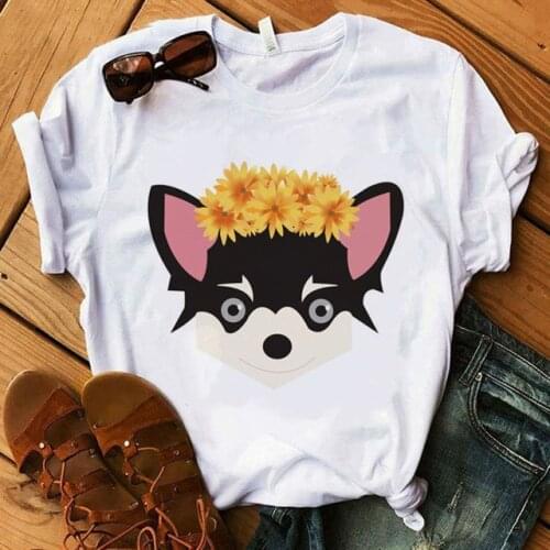 WVIOCE New Arrival Cute Cartoon Dog Print Female T-shirt White Modal Soft Women Top Loose Rest Street Style Girl Clothes