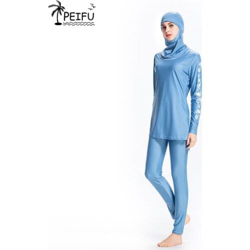 PEIFU Women Plus Size Floral Muslim Swimwear Hijab Muslimah Islamic Swimsuit Swim Surf Wear Sport Burkinis S-6XL