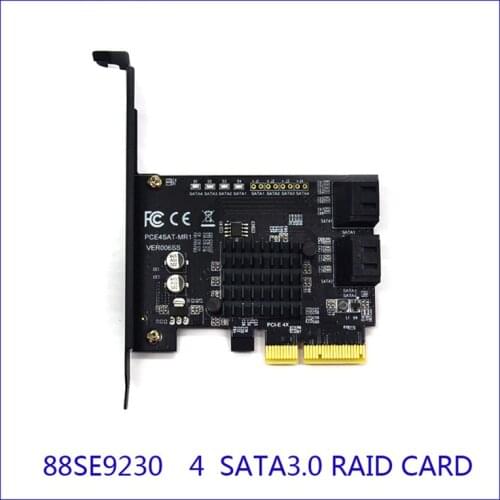 SATA III PCIe Card,Sata 3.0 Expansion Card to PCI-E 4 Port 6G Adapter Card 88SE9230 Expansion IPFS Hard Disk RAID Card