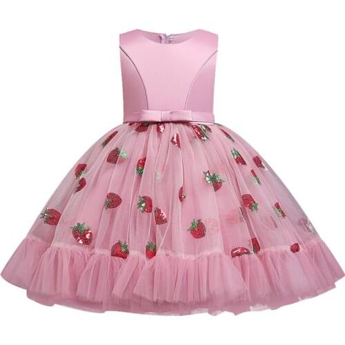 Girls'Ceremony Party Embroidery Dress Flower Girls' Beaded Wedding Garment Party Dress Childrens Pengpeng Show Costume
