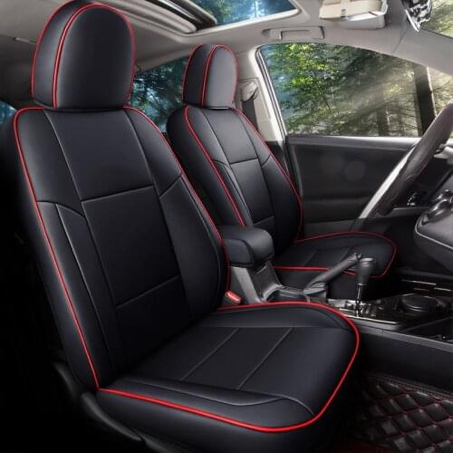 Custom Fit Full Set Car Seat Covers For Toyota rav4 2013 2014 2015 2016 2017 2018 2019 with Waterproof Leatherette (Black)