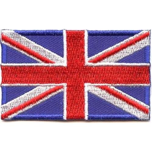 Custom United Kingdom Flag Embroidery Badge Made by Twill with Heat Cut Broder and Iron On Backing Accept MOQ50pcs Free shipping