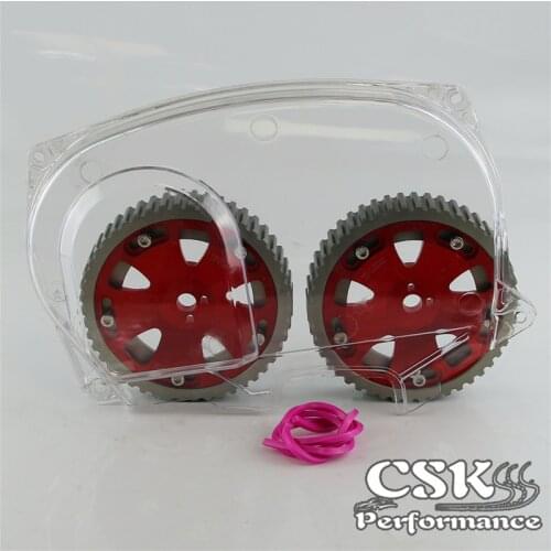 Clear Timing Belt Cover+Cam Pulley Gear Fit For Mitsubishi Lancer EVO 9 IX 4G63 BK/RD