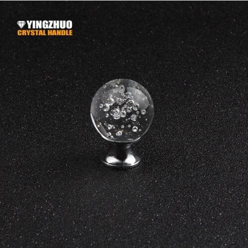 Rushed 5pcs 30mm Sparkling Crystal Bubble Ball Drawer Knobs Transparent Handle With Zinc Base Chrome Finish For Furniture