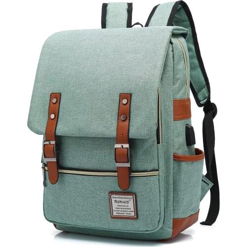Anreisha Laptop Backpack with USB Elegant Water Resistant Travelling Backpack School Bag for Men Women, 16 in Green