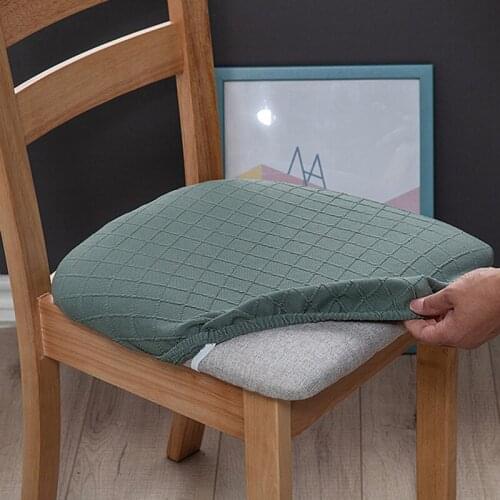 Removable Elastic Jacquard Dining Room Chair Seat Covers Plaid Washable Cushion Covers Spandex Stretch Dining Chair Slipcover