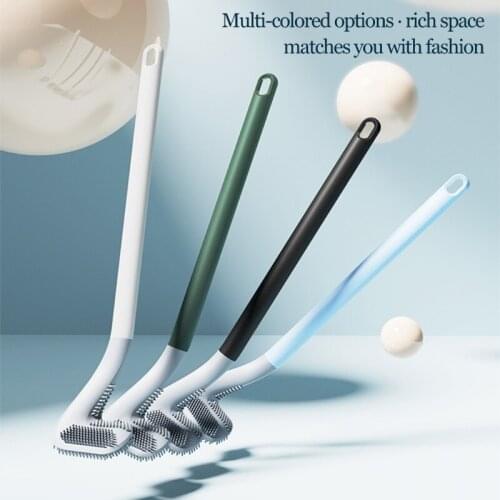 Toilet Cleaning Brush Restroom Toilet Bowl Brush with Non-slip Soft Plastic Long-handled TPR Bristles Clean Easily