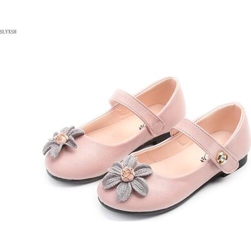 SLYXSH Childrens shoes 2018 autumn new Korean version of the small flower girl shoes princess shoes shoes