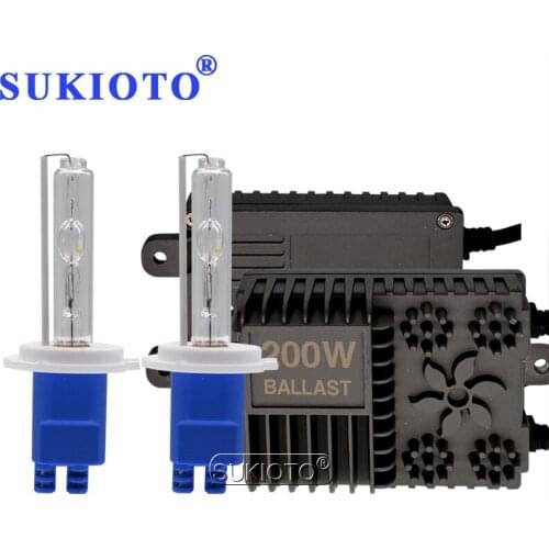 SUKIOTO 200W HID Conversion Xenon Kit AC 12V Car Xenon Ballast H1 H3 H7 H11 Ceramic HID Bulb For Auto Headlight Replacement Kit