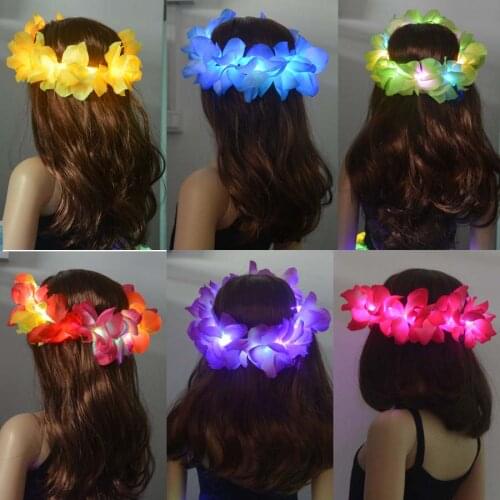 10pcs Glowing Garland Wedding Party Crown Flower Headband LED Light Christmas Neon Wreath Luminous Hair Garlands Hairband