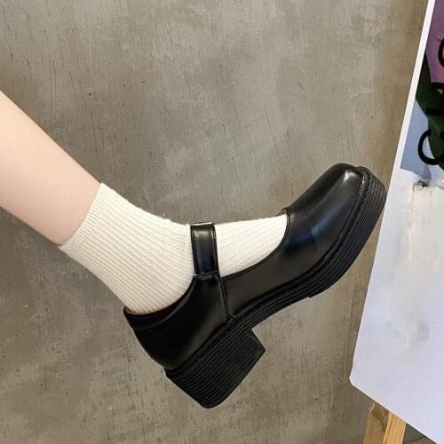 Japanese Mary Jane shoes woman thick-soled Girls Platform college style Pumps 2021 spring new vintage women shoes heels black