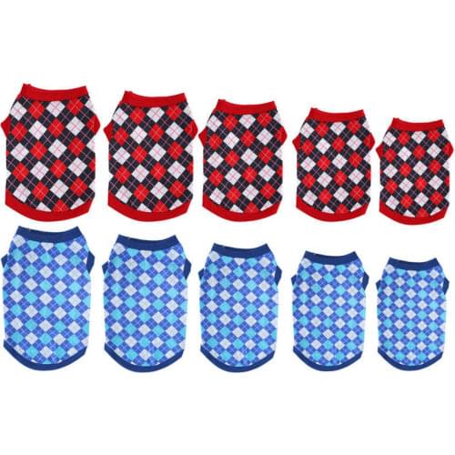 Pet Pig Spring Summer Sleeveless T-Shirt Pet Vest Sweatshirt Rhombus Pattern Clothes