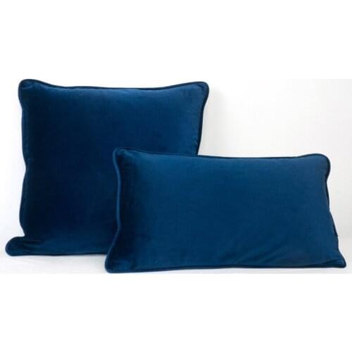 High Quality Dark Blue Piping Design Velvet Cushion Cover Pillow Case Sapphire Blue Pillow Cover No Balling-up Without Stuffing