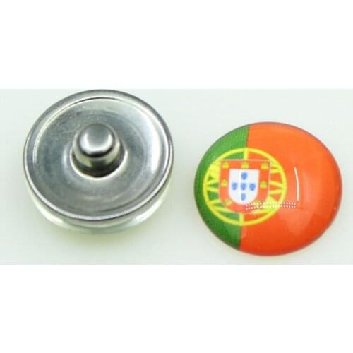Snap Button 20pcs/lot Glass Flag Of The Portugal Snap Buttons Diy 18 mm Snap Jewelry Pendants Bracelet&Bangles Snap Charms