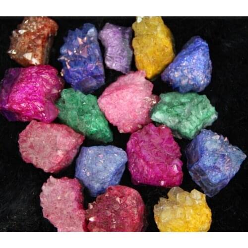 1Box Druzy Crystal Geode Pendant Quartz Gems Stone Beads Mixed colors 32pcs/box Druzy Crystal Geode Hole Beads