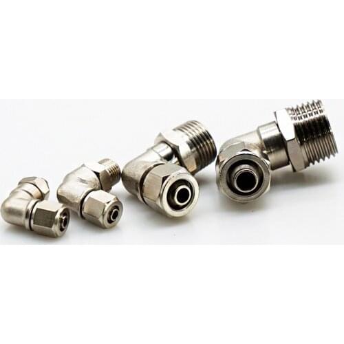 1pc Pneumatic rotatable thread elbow quick-screw air pipe joint trachea Quick screw connector copper PL4/6/8/10/12 series