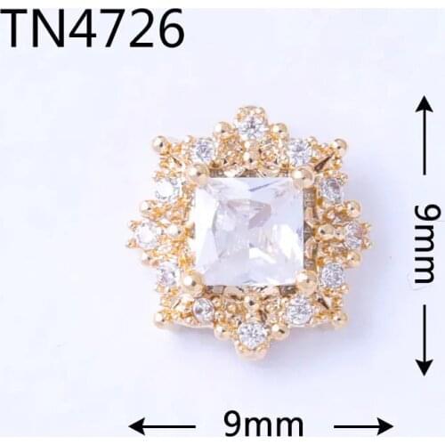 10pcs TN4726 Square Flower Alloy Zircon Crown Nail Art Crystals Jewelry Rhinestone Nails Accessories Supplies Decorations Charms