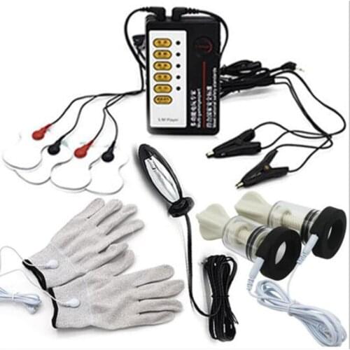 12 Choices Electric Shock Kit, Penis Ring Massage Pad Nipple Clamps Anal Plug Electro Sex Medical Themed Toys, Electro Sex Toys