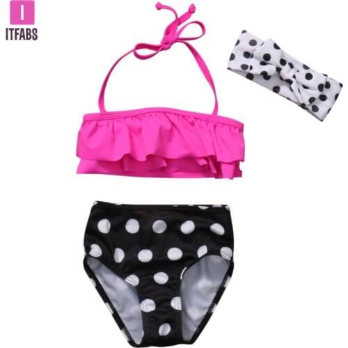 2019 New 3Pcs Bikini Set For Kids Baby Girls Bikinis Bathing Suit Swimsuit Girl Swimwear Swimming Suits 1-6 Y