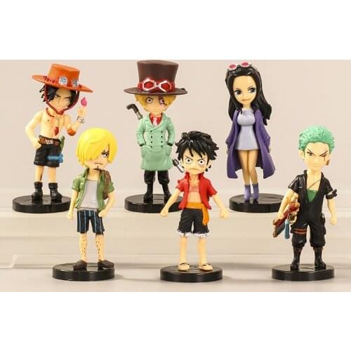 6 PCS/lot Anime One Piece Figure Monkey D Luffy Figure Zoro Sanji law trafalgar Sabo One Piece Anime PVC Model Toys