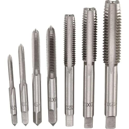 ABSF 7Pcs M3 to M12 metal Hand Screw Machine Metric Taper Plug Tap Drill Bit Kit Silver