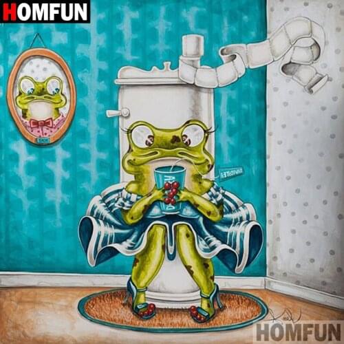 HOMFUN 5D DIY Diamond Painting Full Square/Round Drill "Toilet frog" 3D Embroidery Cross Stitch gift Home Decor A00614