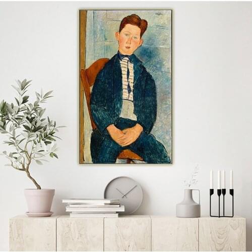 Amedeo Modigliani《Boy in a Striped Sweater》Canvas Art Oil Painting Artwork Aesthetic Picture Wall Hanging Decor Home Decoration