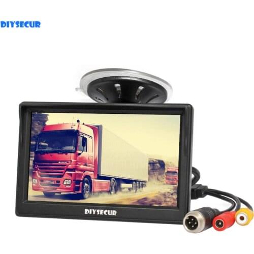 DIYSECUR 5" TFT LCD Backup Car Rear View Monitor with Suction Cup Both RCA & 4Pin Connector for MPV SUV Horse Lorry