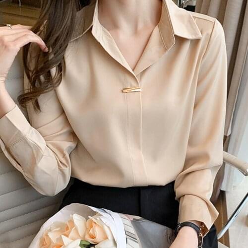 Blouses Femme Blusas Long Sleeve Chiffon Blouse Shirt Tops Women Blusas Mujer De Moda 2021 Turn Down Collar Blouse Women E744