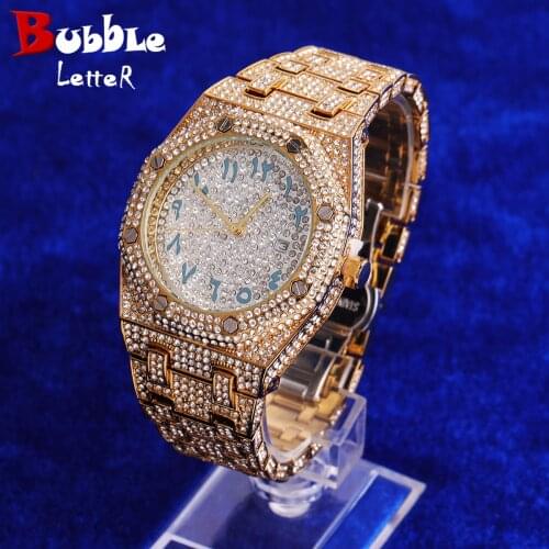 Bubble letter Mens Gold Watch