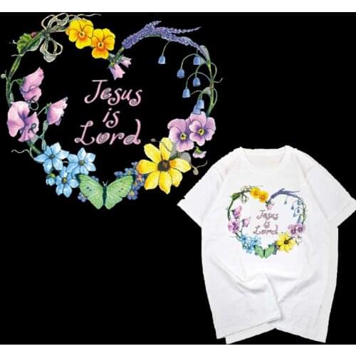 Color Cute Heat Transfer Stripes Love Heart Flower Ironing Stickers Letter Printed Thermal Transfer For Clothing Decor