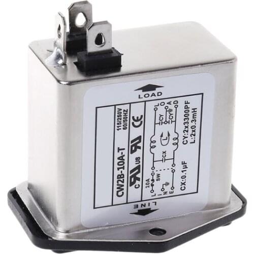 CW2B-10A-T EMI Power Filter Single Phase Socket Line-Conditioner AC 115/250V