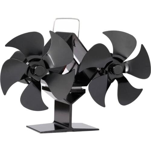Double Head 10 Blade Fireplace Fan Heat Powered Stove Fan Komin Log Wood Burner Eco Friendly Quiet Fan For Winter