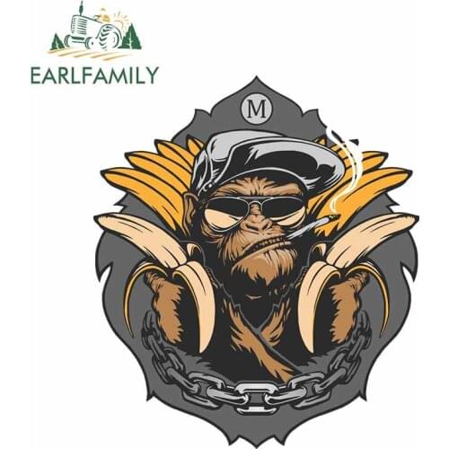 EARLFAMILY 13cm x 13cm Gorilla Holding A Banana 3D Vinyl Decals Car Stickers and Decal Car Accessories for Car Whole Body Wall