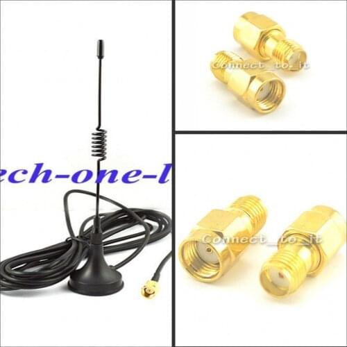 GSM Antenna 433Mhz 5dbi SMA Plug Connector Straight + RP SMA Male Plug to SMA Female Jack RF Connector Adapter