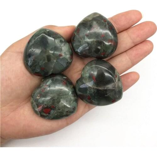 Beautiful 1PC Natural African BloodStone Heart Crystal Polished Stone Healing Decoration Gift Natural Quartz Crystals
