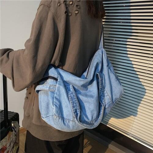 Lazy cowboy canvas bag leisure bag ins shoulder bag literary youth travel large-capacity messenger bag