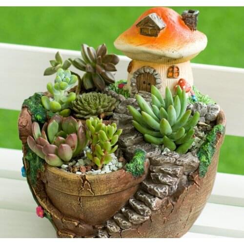 Landscape Ladder Flower Plant Pots Creative Fairy Tale Resin Office Garden Decor